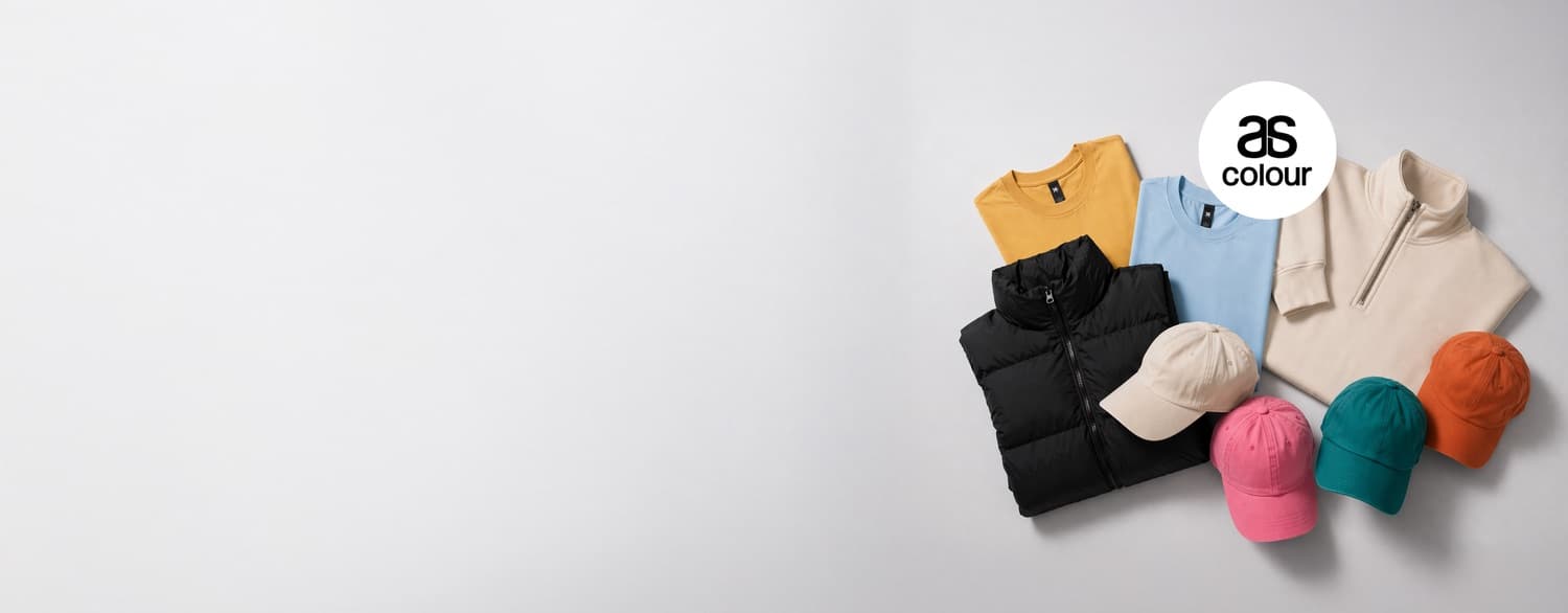 Folded branded apparel and caps for school merchandise